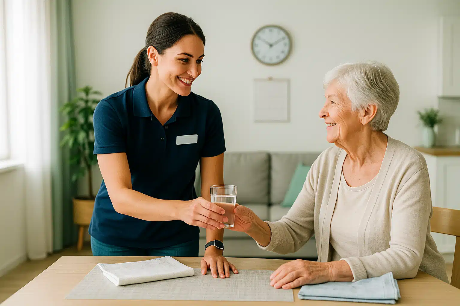 Professionelles Reinigungsteam bei der streifenfreien Glasreinigung